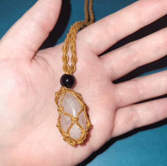 Healing Cage Necklace with Natural Stone. - Picture 3 of 5